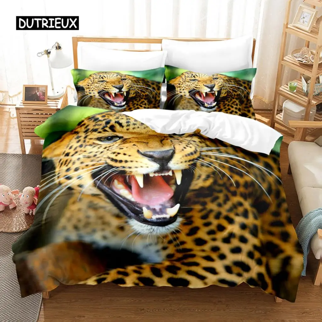 

Tiger Duvet Cover Set King Wild Theme Twin Bedding Set Animals Pattern Decor Comforter Cover Microfiber Animal Theme Quilt Cover