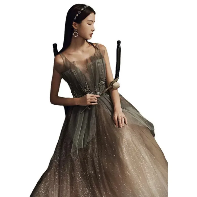 ثوب مسائي، مزاج مأدبة أنثى، مضيف، فستان طويل على طراز الغابة، أزياء التخسيس، نمط اجتماعي، امتحان فني للطلاب #5