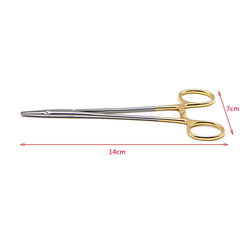 14cm Dental Orthodontic Needle Holder Gold Handle Scissors Dental Surgical Instrument Dentist Orthodontic Oral Care Tool