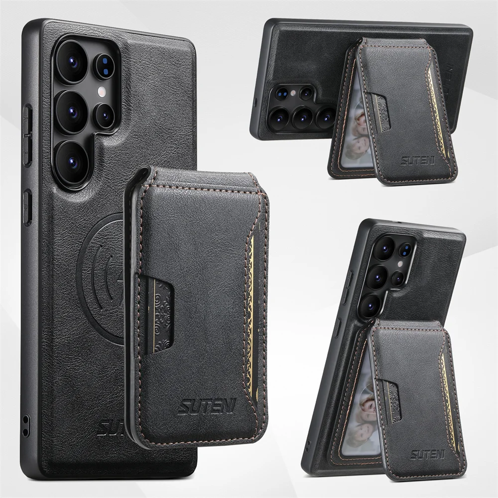 

Detachable Magnetic Wireless Charger Wallet Case Card Holder Phone Case for Samsung Galaxy S25 S24 S23 S22 Ultra Leather Cover