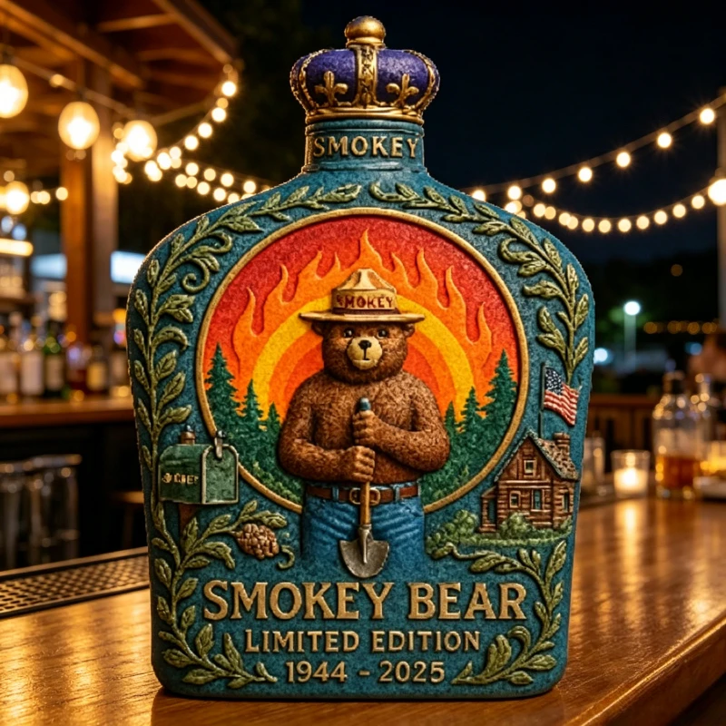 Smokey Bear Kronkorken-Whisky-Dekanter – Limitierte Flüssigkeitsflasche für Bars, Sammlerstücke, Geschenke für Fans, Sammlerdekorationen