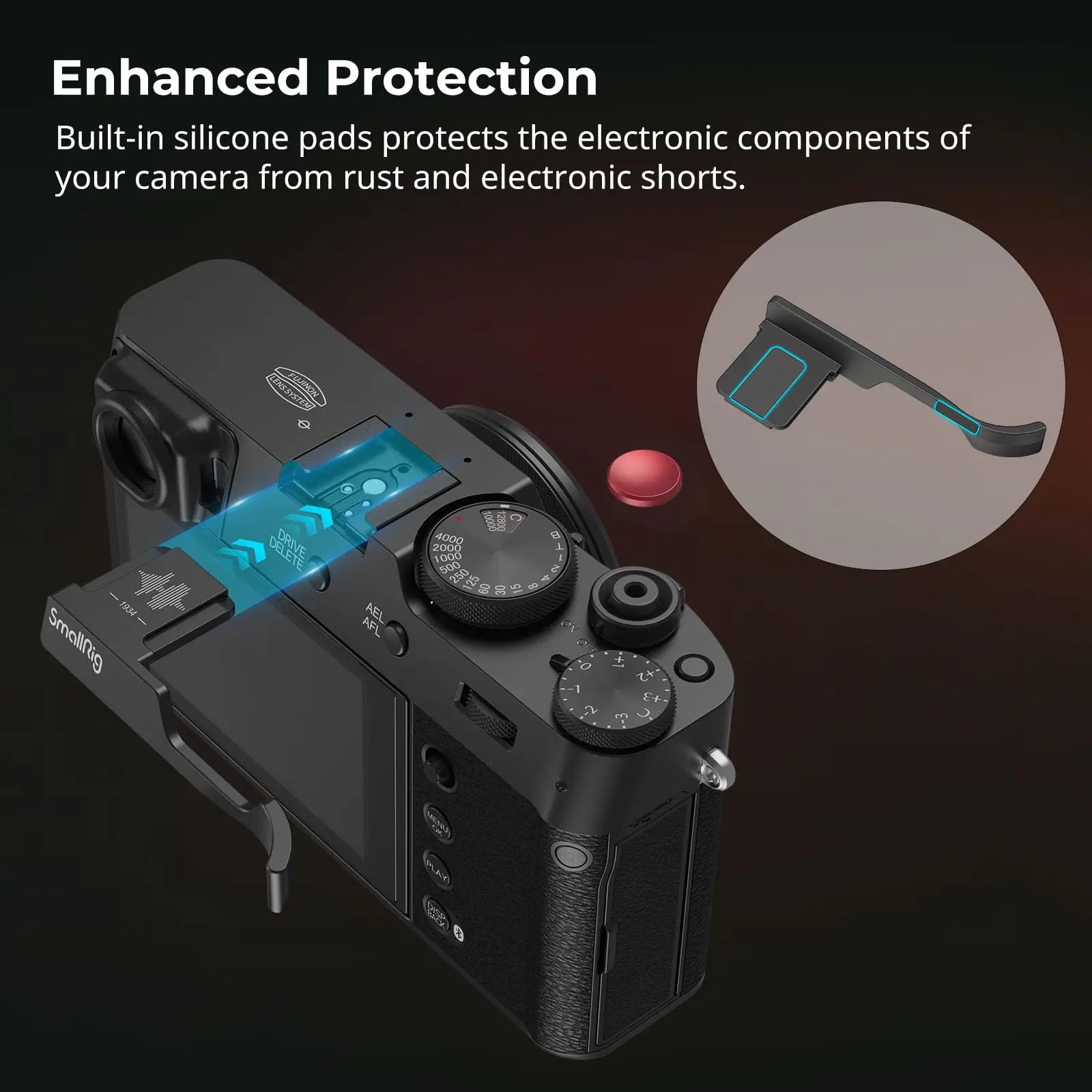 SmallRig Thumb Grip for FUJIFILM X100VI / X100V ,with Hot Shoe Cover, a Concave Shutter Release Button,Built-in Silicone Pads