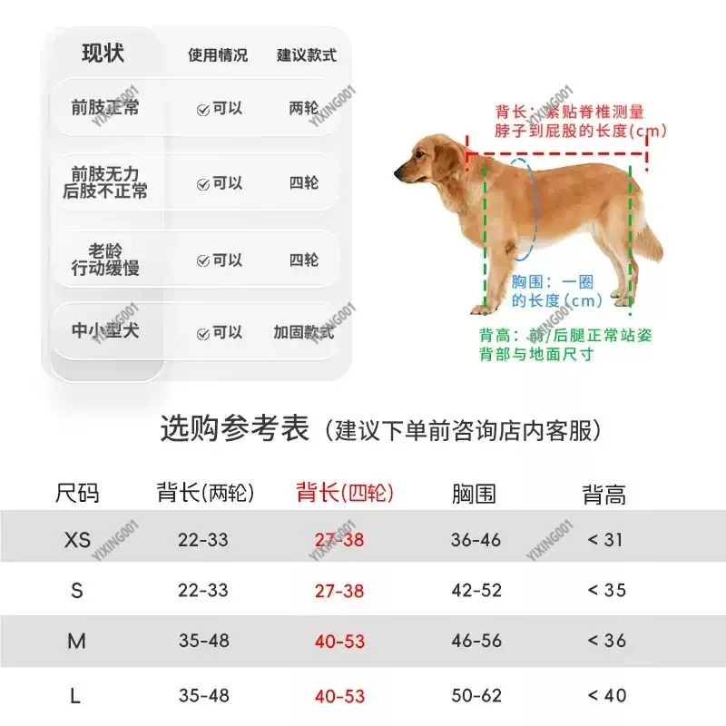 

Pet Wheelchair Rear Leg Disability Paralysis Rehabilitation 4 Wheels Animal Care Pet Supplies for Small Dogs And Cats