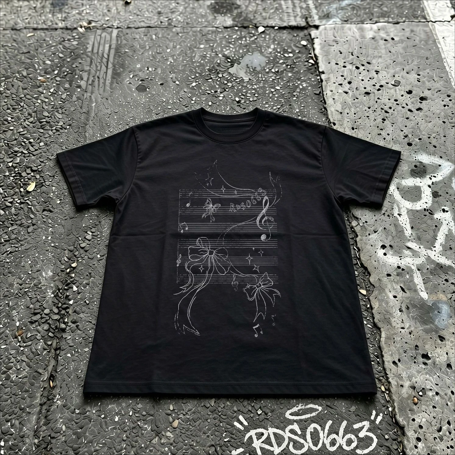Fashion Abstract Musical Note Sheet Sketch Graphic T‑Shirt Men Women Short Sleeve Casual Streetwear Daily Top