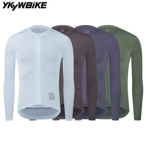 Imagen 1 del producto YKYWBIKE 2025 Jersey de ciclismo para hombre, camiseta de manga larga para bicicleta, camiseta transpirable para bicicleta de carretera, equipo profesional, ropa de montar MTB