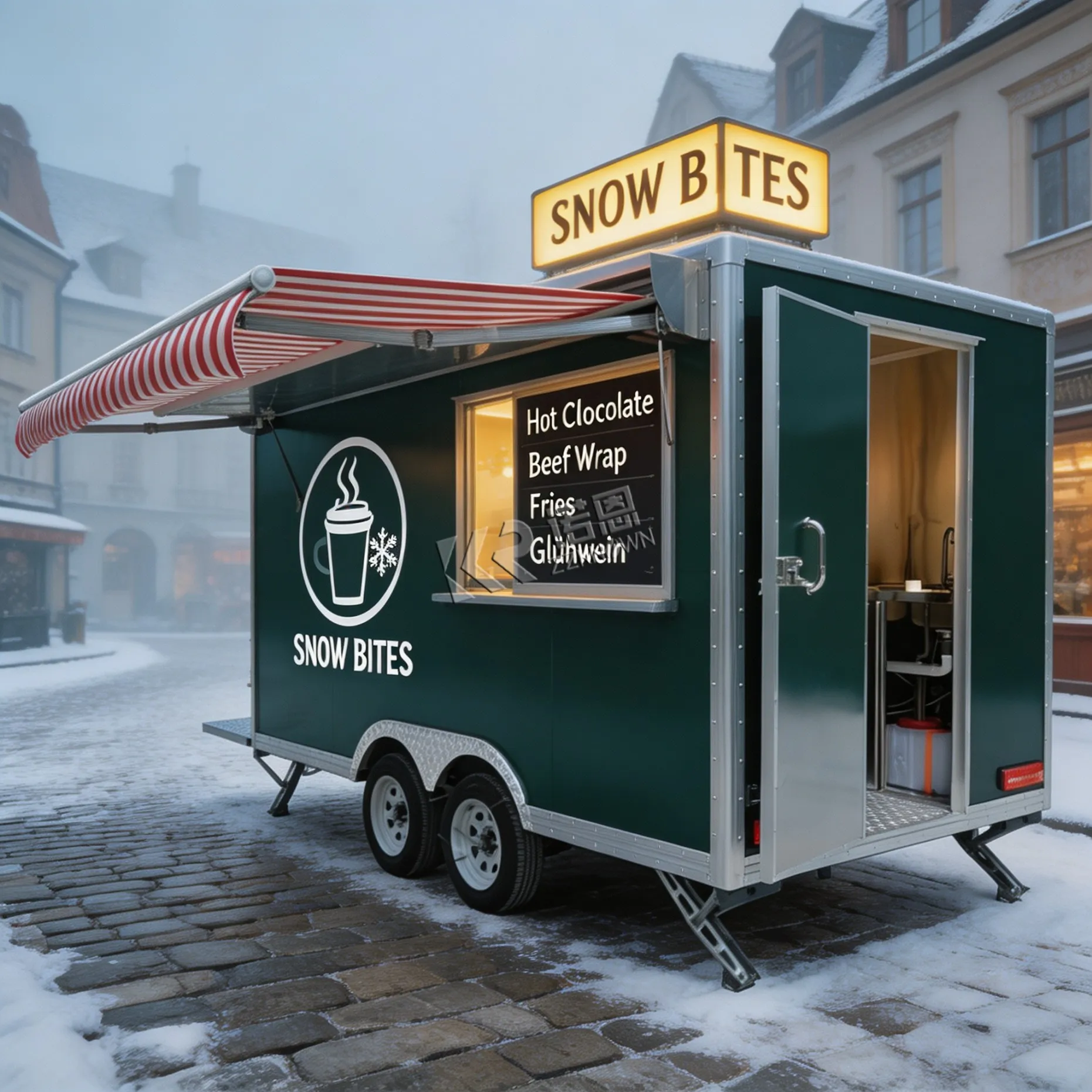 Pre-built Custom LED Sign Food Trailer Mobile Cart for Fish Sandwich Street Food Food Truck Festival & Catering Events