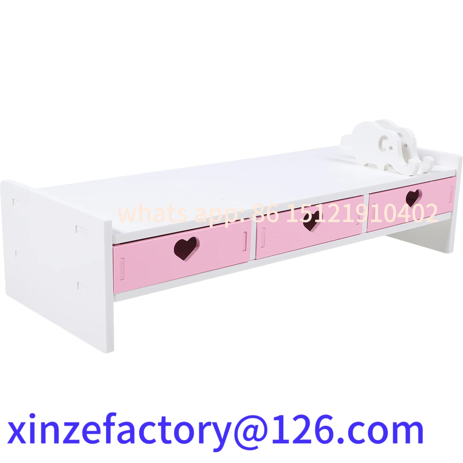 

Customizable White Monitor Stand Lapdesk with Drawer Computer Desktop Organizer Office Riser