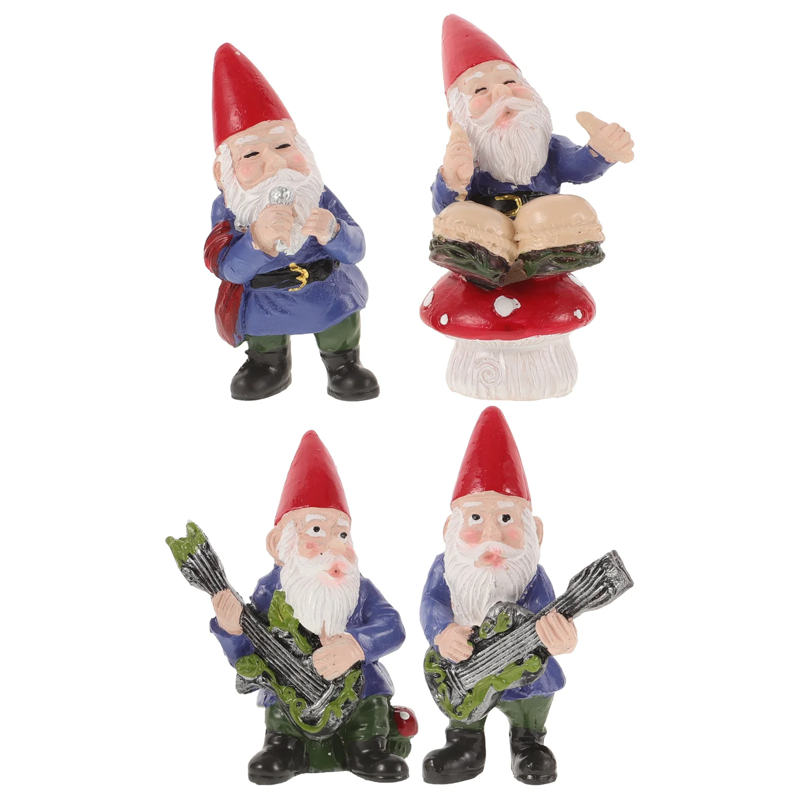 

4Pcs Music Band Resin Gnome Statues Lightweight Decorative Garden Party Accessory Resin Gnome Decor Home Accessory