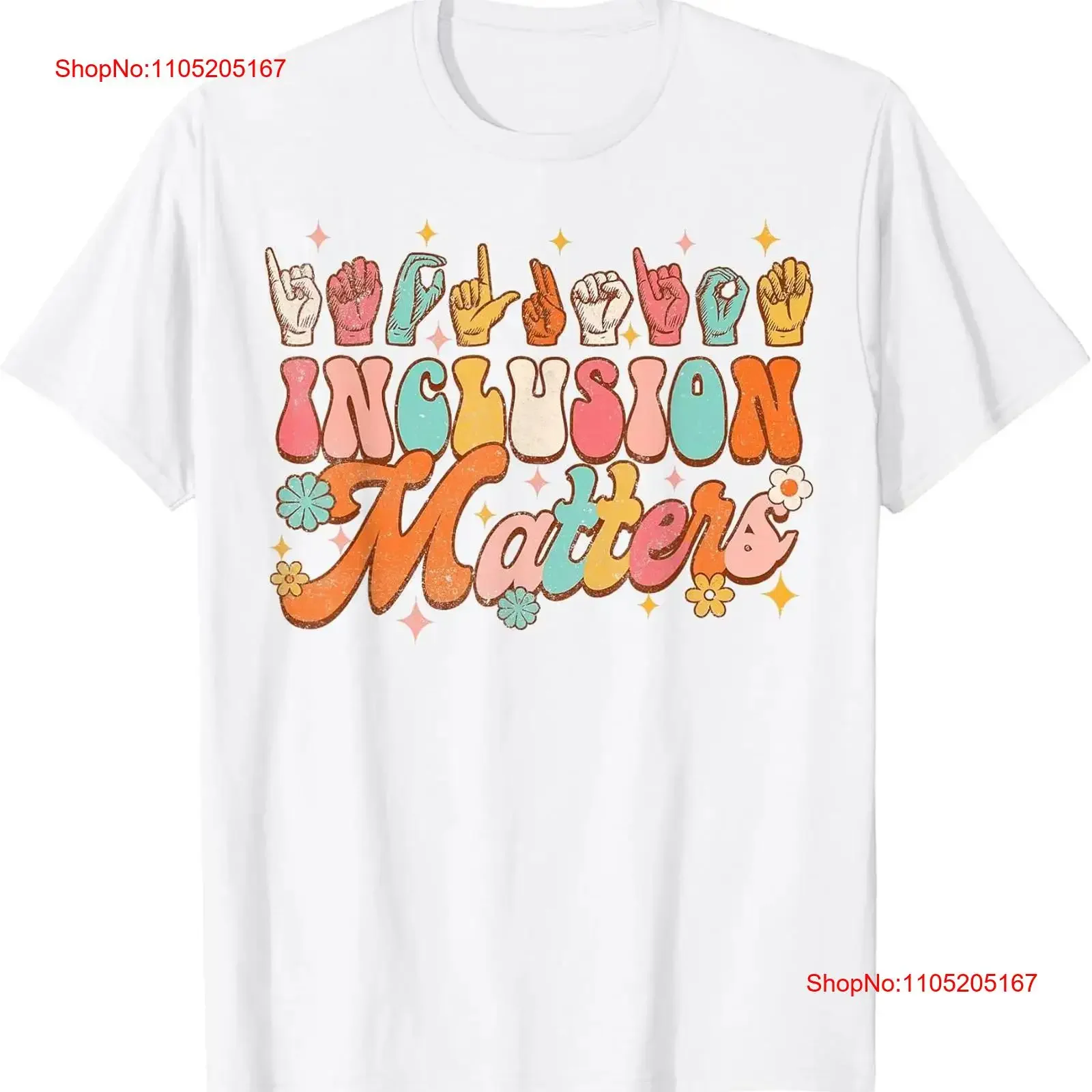 Inclusion Matters Groovy American Sign Language ASL Teacher T Shirt Made In Usa vintage Washed Slightly Unisex Stylish Soft