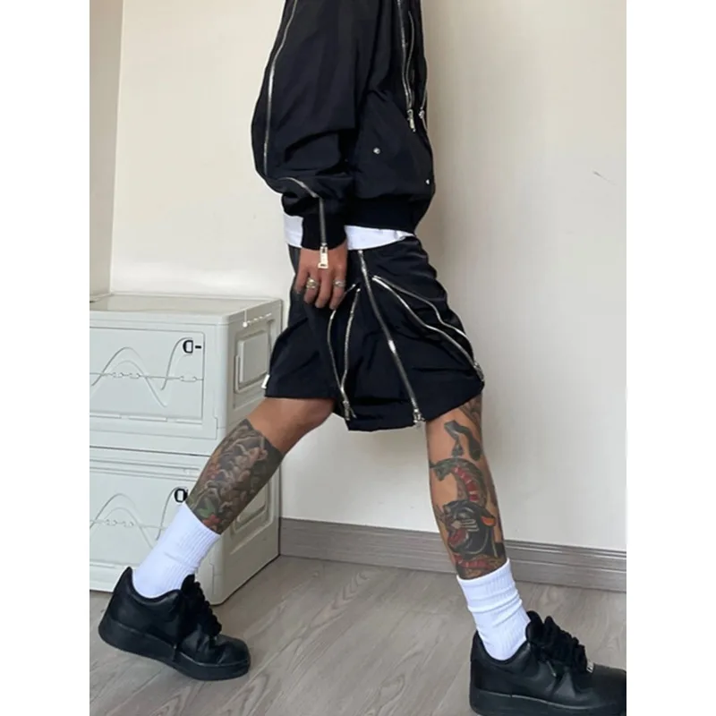 2026 New Summer Thin American Vibe Style Knee Length Cargo Shorts For Men Zipper Functional Casual Shorts