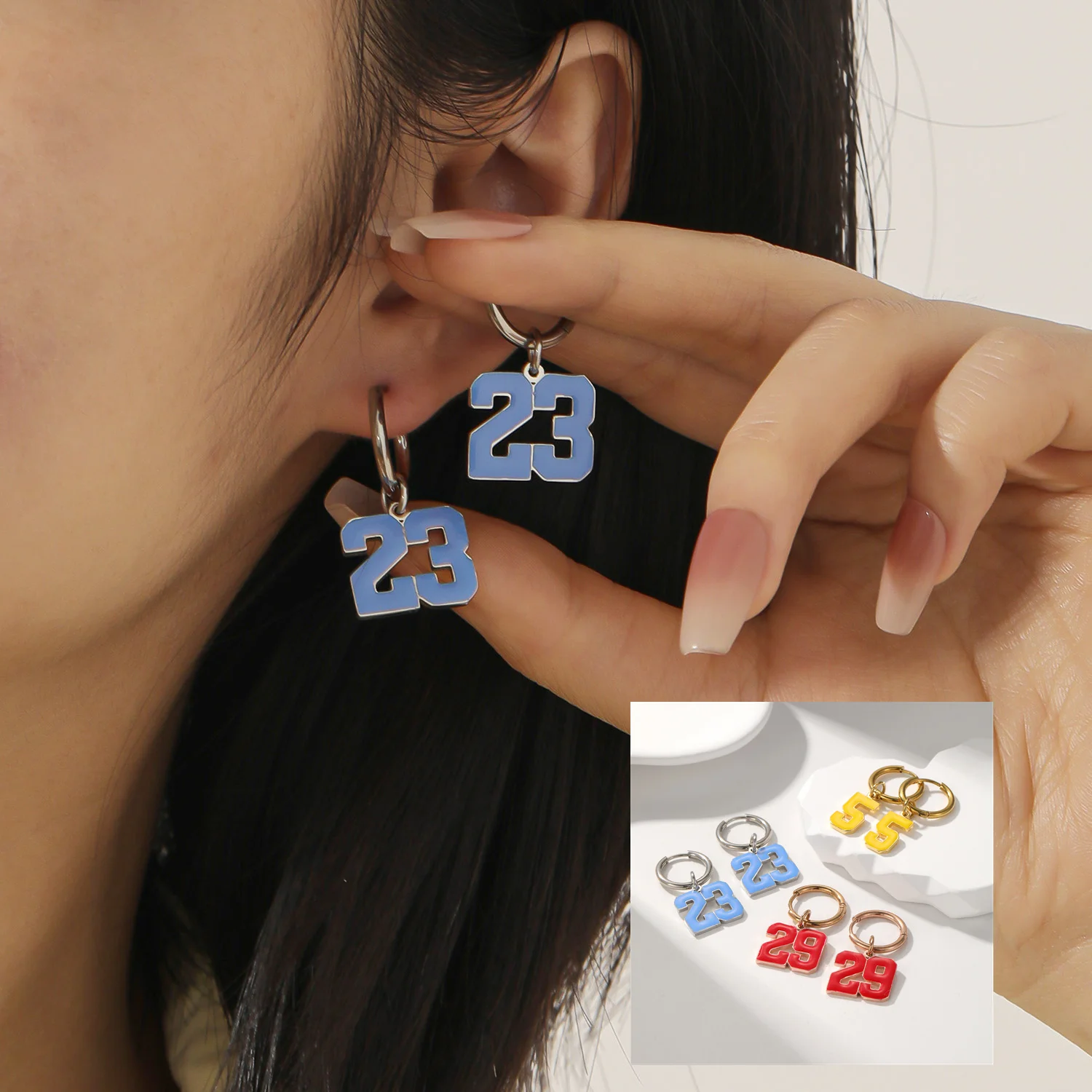 Custom Player Number Earrings Sport Number Earrings Personalized Enamel Earrings Gift for Sports Lovers/Mom/Fans Women Jewelry