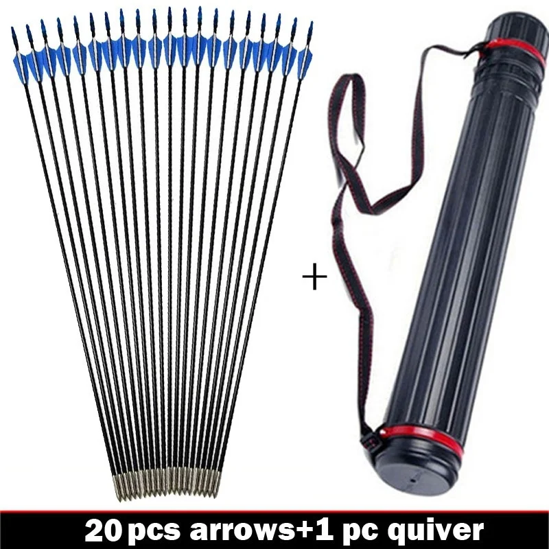 

10/20 Pcs Archery 31.5 Inch Fiberglass Arrow Blue and White Feather Non-Removable Arrow For Composite Recurve Bow Outdoor Sports