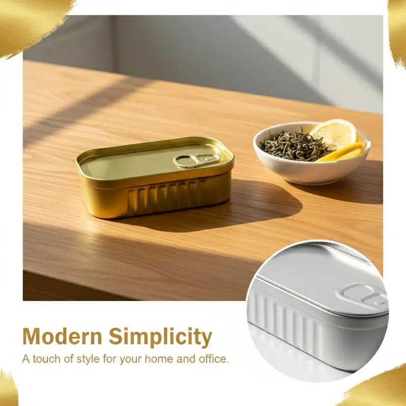 Tinplate Mini Metal Box Creative Sardine Can Shaped Storage Box Portable Metal Material Jewelry Pill Cases Portable Tin Boxes
