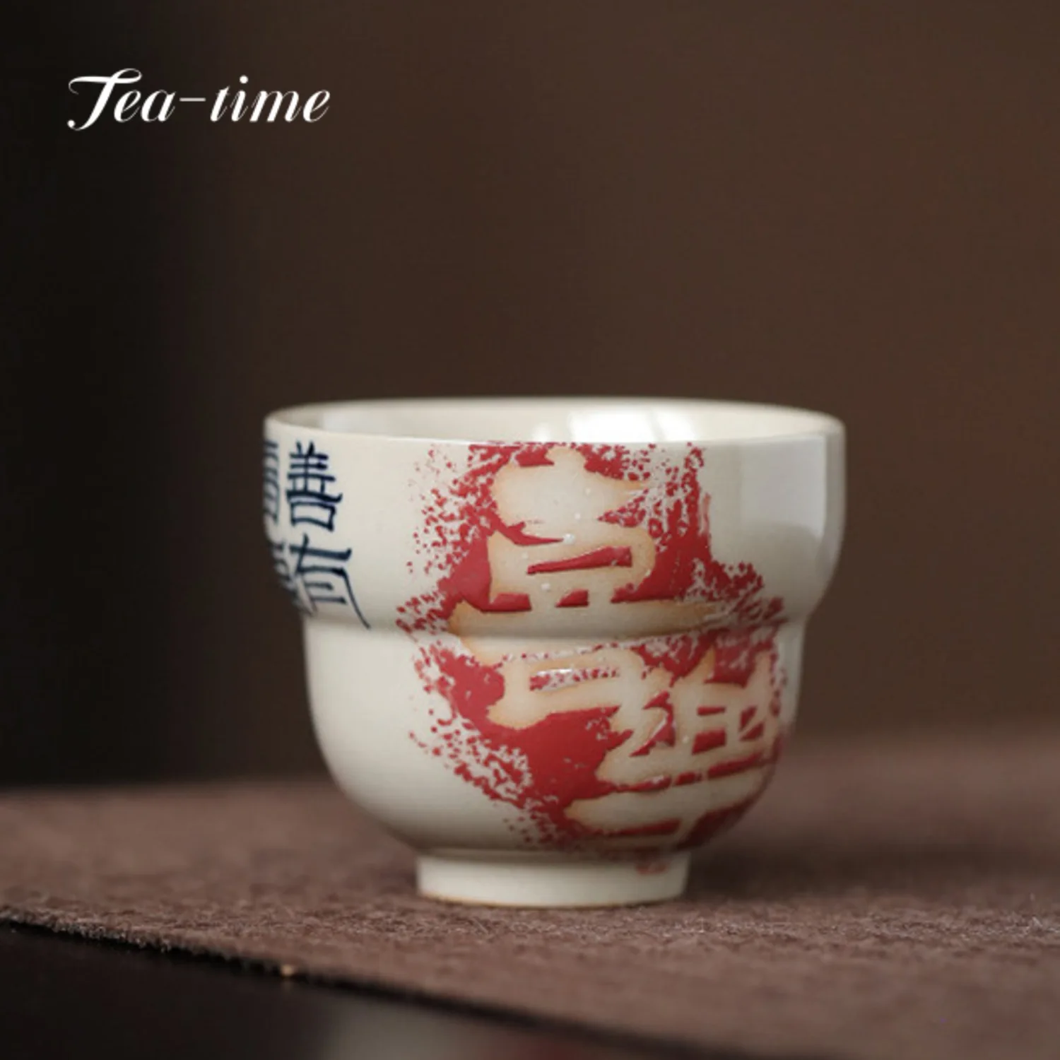 60ml Pure Hand-painted Plant Ash Gourd Cup Rubbing Joy Prayer Cup Chinese Tea Cup Master Cup Small Gourd Tea Bowl Tea Items