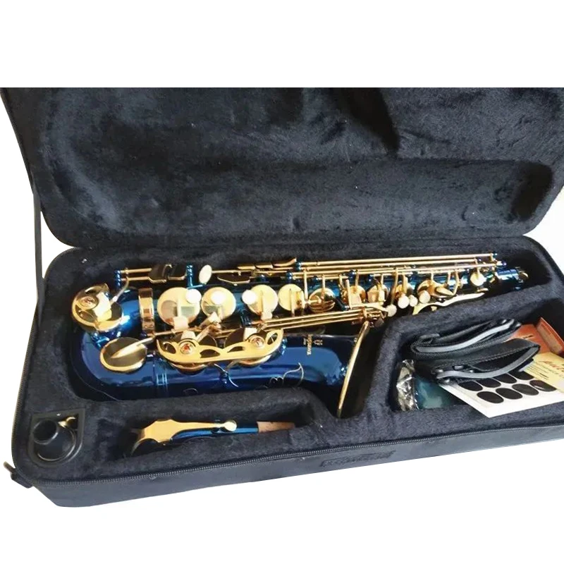 Real shot Japan  Brand NEW Alto Saxophone A-W02 Blue Gold Key Super Professional High Quality Sax Mouthpiece Accessories Shipmen