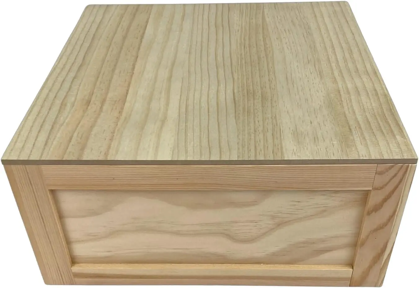 Large Wooden Box With Drop Lid | Rustic Keepsake Storage Crate (19"" X 19"" X 6.5"")