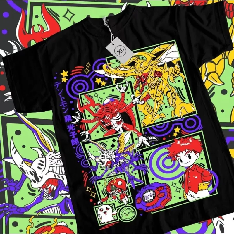 Trend Summer 2025 Cosplay Neutral Black and White Guilmon Omnimon Anime Tentomon Digimon Adventure T-shirt Gift Shirt All Sizes