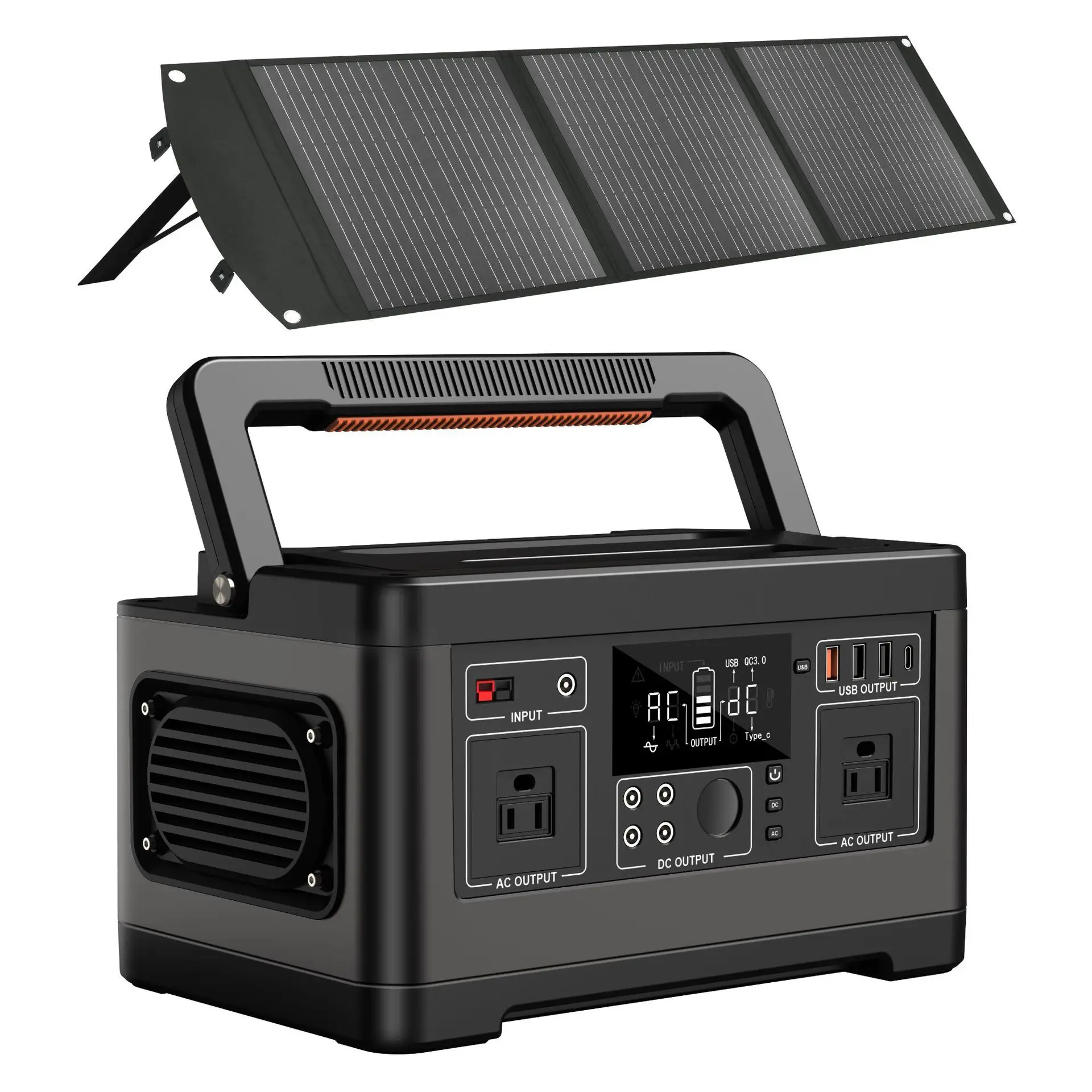 1000W Solar Portable Generator, USB Type-C Flashlight Design, Wholesale Outdoor Camping Emergency Power Bank