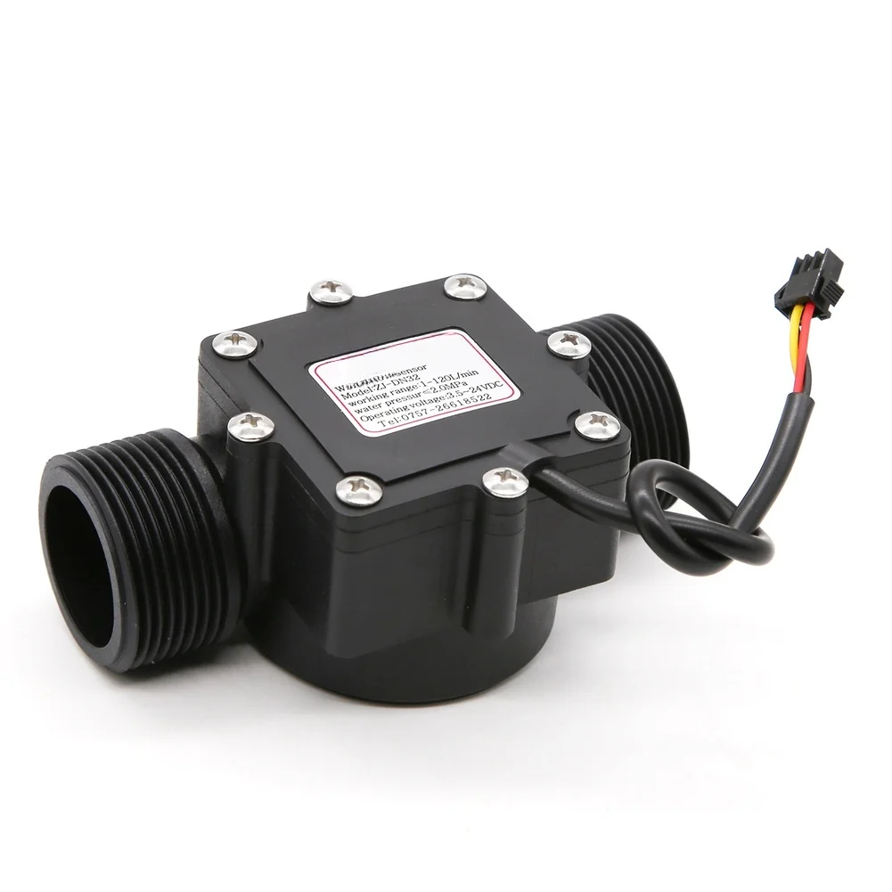 Black ZJ-DN32 Flow Sensor 2-120L Min DC 3.5-24V Flow Rate Meter Agricultural Irrigation Industrial Treatment Too