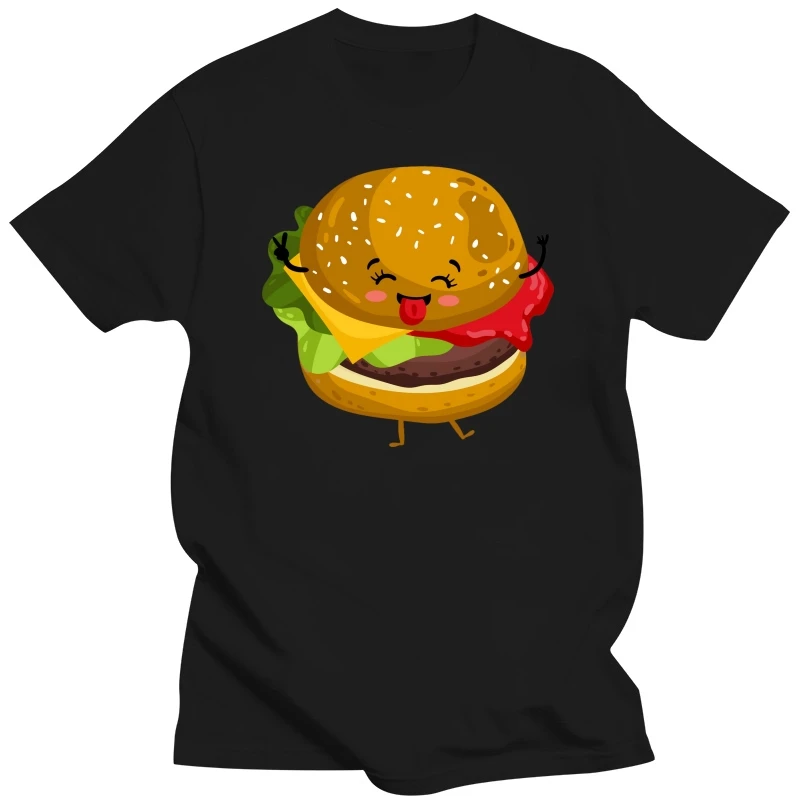 Couple FRIENDS Hamburger and chips Cartoon menmen clothingTops & T-ShirtsShort Sleeve T-Shirtgraphic tee