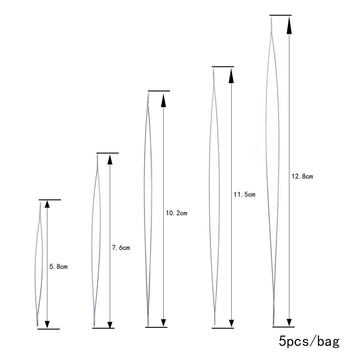 Épingles incurvées en acier inoxydable pour enfilage de perles, outils grossiers, ficelle, facile, bricolage, résultats de bijoux, 5 pièces