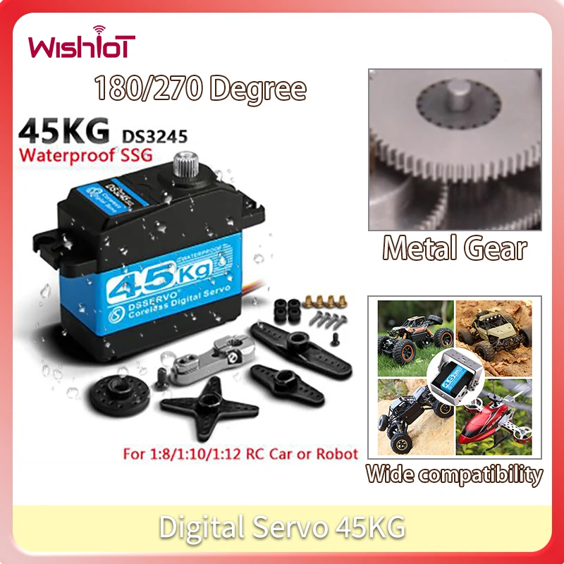 

Dual Axis Digital Servo 45KG Metal Gear Coreless Motor 180/270/360 Degree High Torque Servos Part for DIY RC Car Robot Airplane