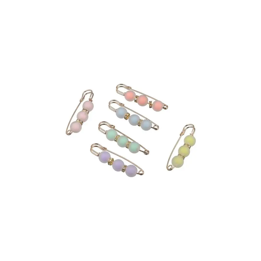 Personality Acrylic Detachable Metal Pins U-Shape Geometric Sewing-Free Buckles for Jeans Korean Style Brooch Frosted Bead Party
