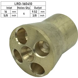 4-holes brass refrigerant distributor is designed for fin and tube heat exchanger evaporator in bus AC or refrigerated trucks