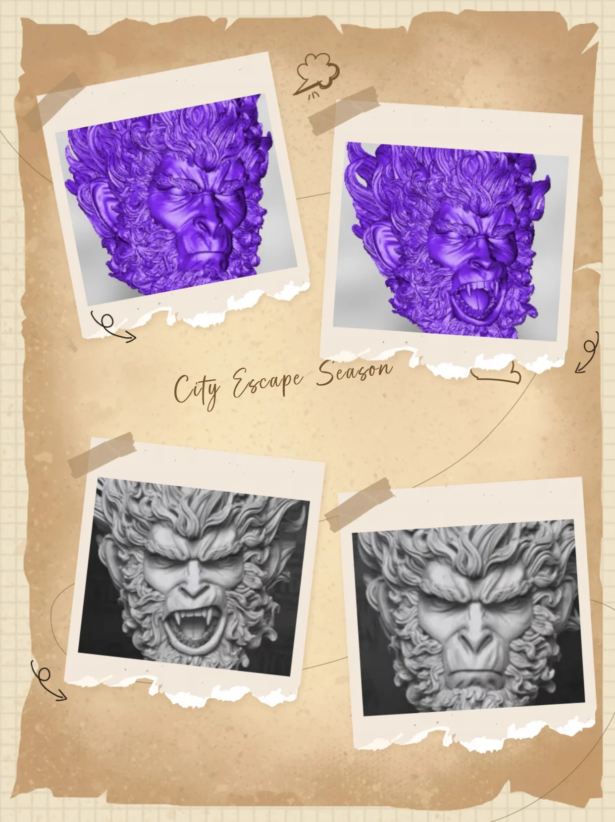 

【30days made】Pre-sale 1/12 Scale Male Soldier Monkey Deity Of War Bimorphism White Head Sculpture For 6''Action Figure Model