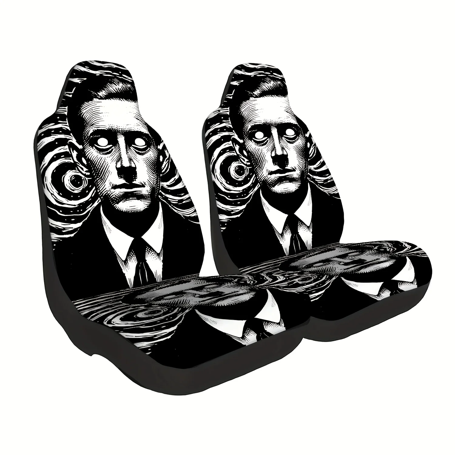2pcs Psychedelic Portrait Pattern Seat Covers, Cute Interior Seat Accessories Front Seat Protectors For Cars, Trucks, Vans, SU