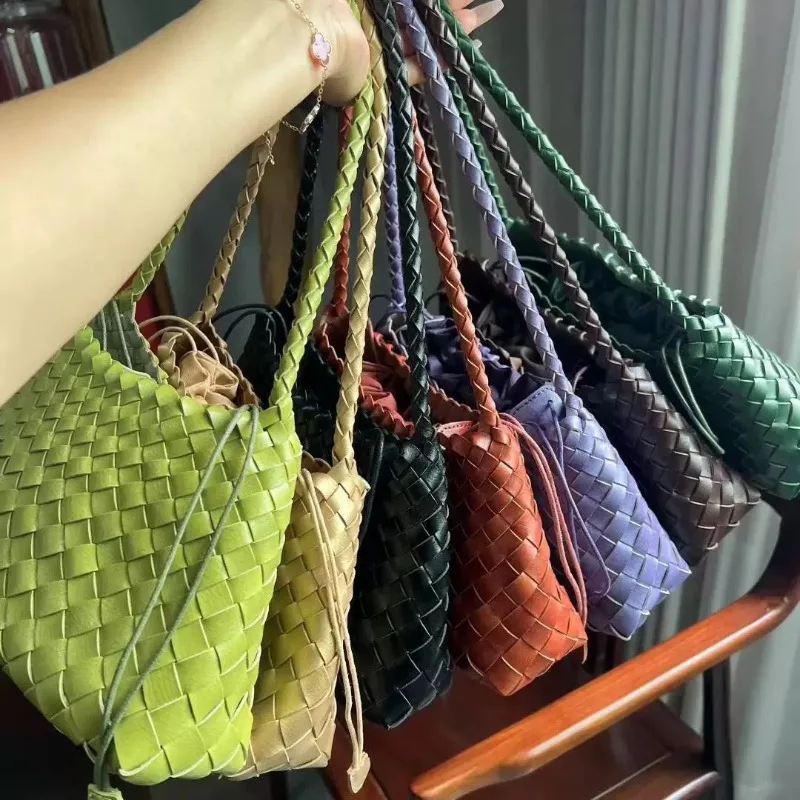 Handgewebte Damentasche aus PU-Material, Netztasche für Gemüsekorb, Handtasche für Freizeiturlaub, Rucksack