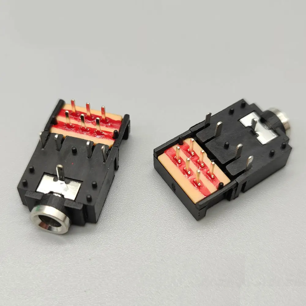 1Pcs PJ-307 3.5mm 11Pin Jack Dual Track Stereo Audio Headphone Socket 11-Pin Female Connector with Switch PJ307 3.5MM