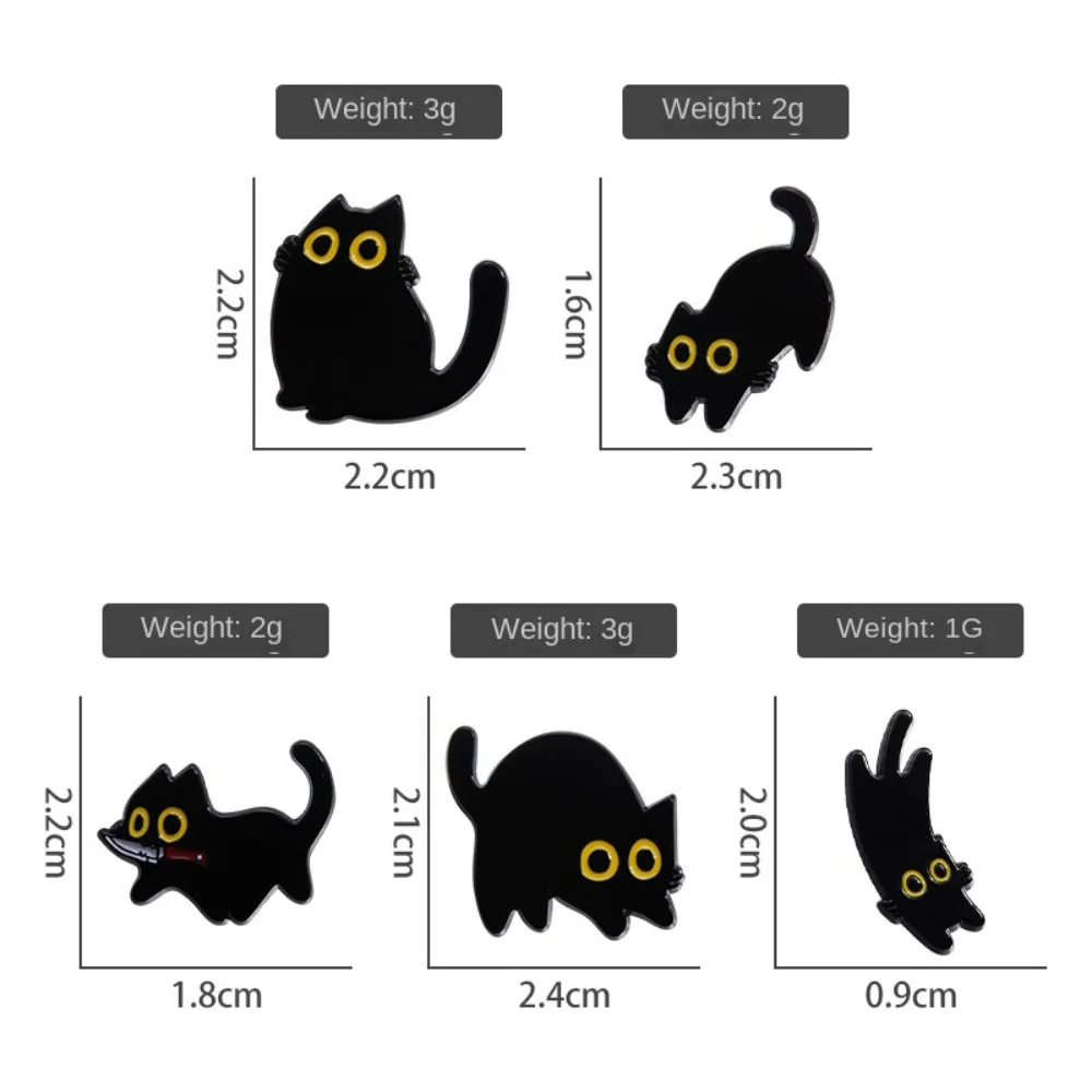 Decorate Black Cat Brooch Kid Gift Funny Animal Black Cat Enamel Pin Cartoon Cute Black Cat Metal Badge Clothing Accessories