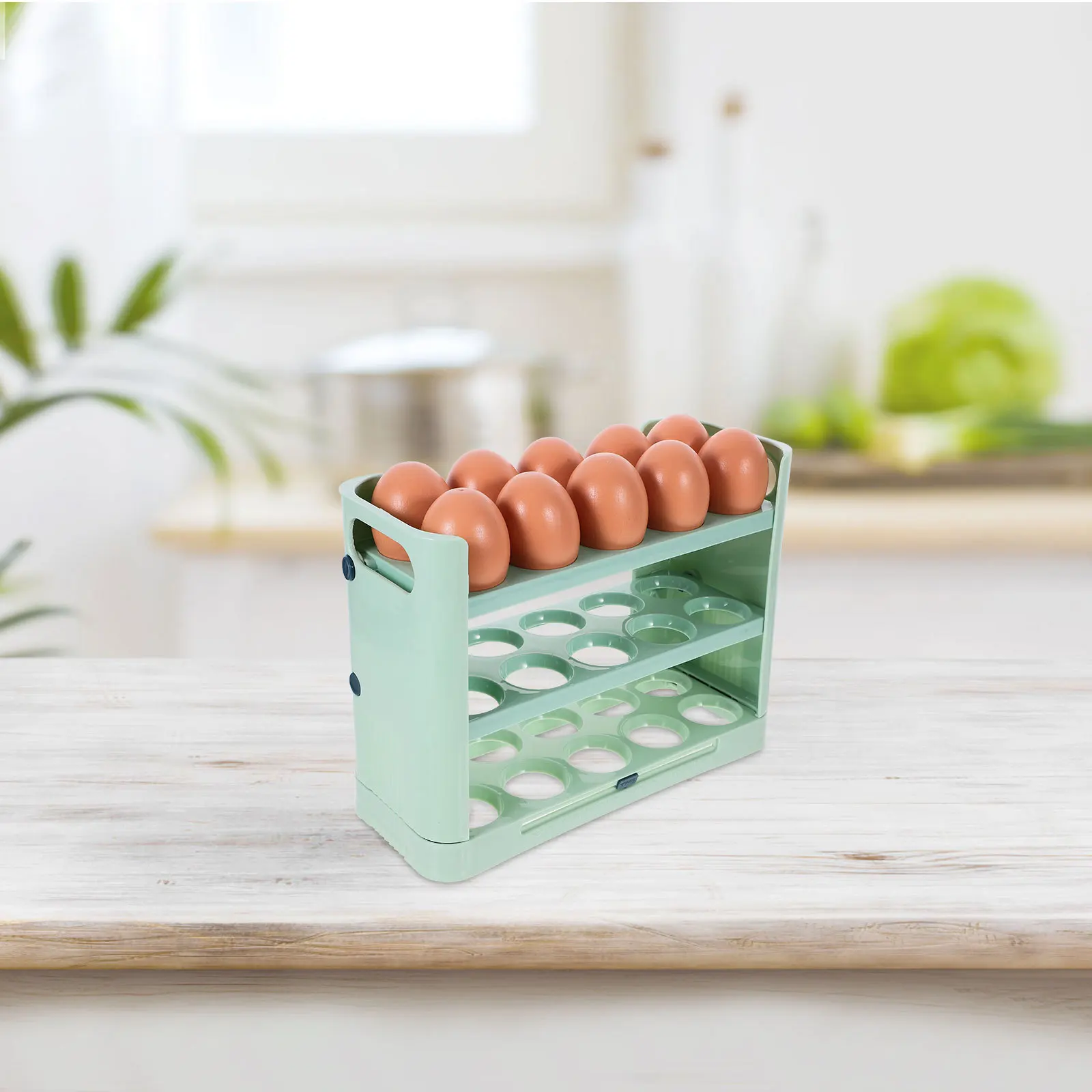 

Egg Holder for Fridge Door Three Layer Refrigerator Storage Shelf Space Saving Egg Container for Kitchen Refrigerator