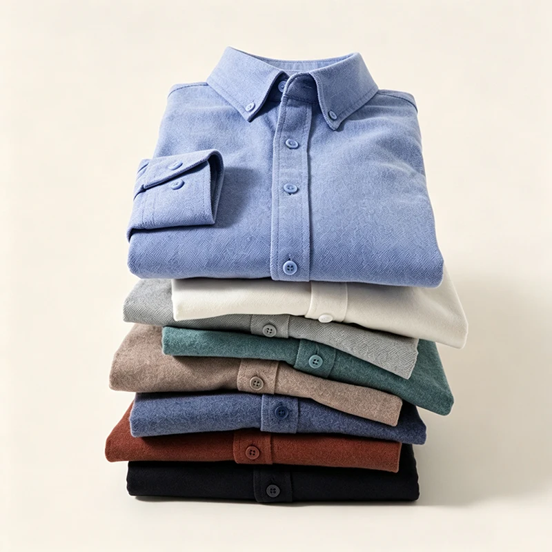 Men's Long Sleeve Shirt Business Casual Anti‑Wrinkle Spring Autumn Winter Formal Daily Shirts for Middle‑aged Young Men