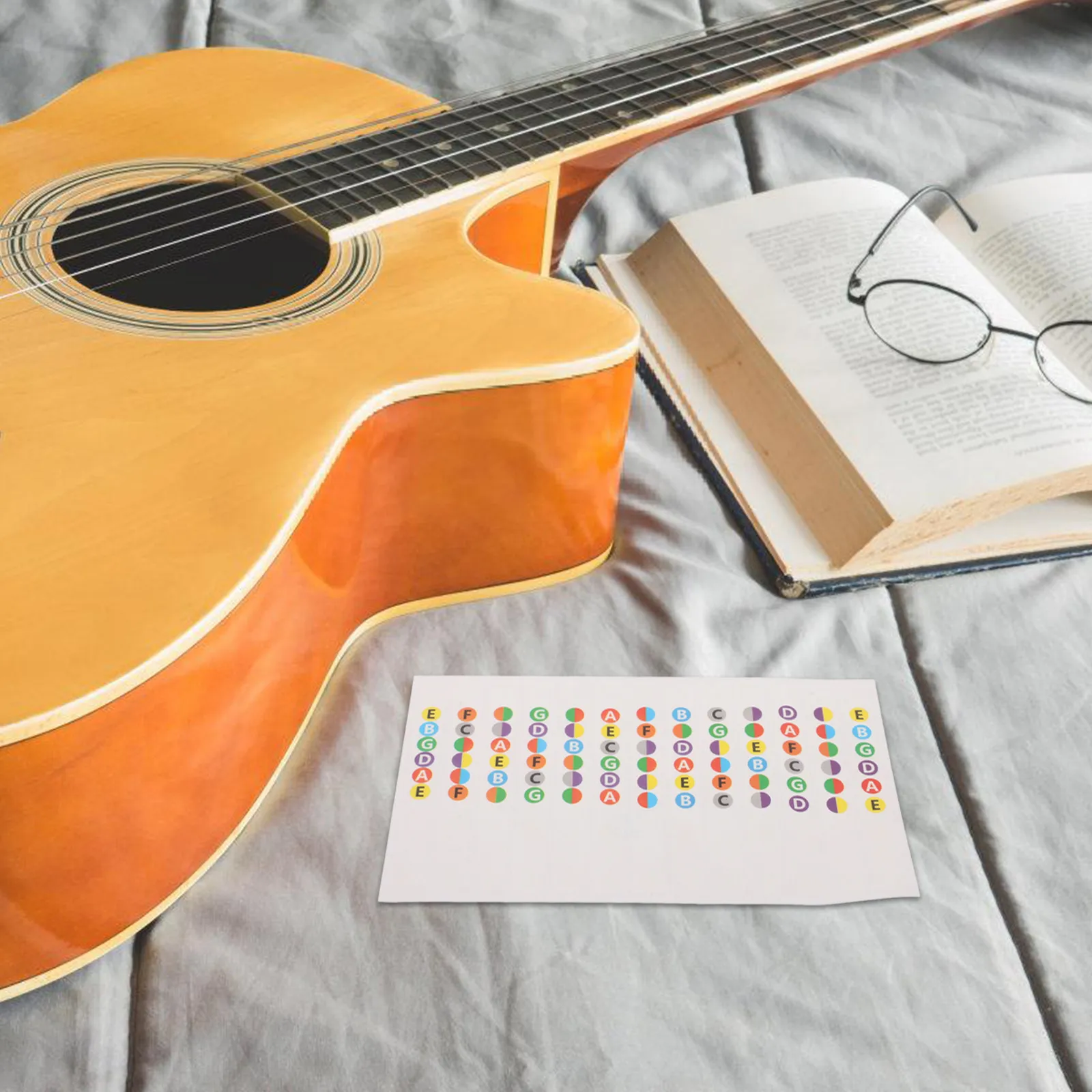 5Pcs Guitar Fretboard Stickers Colorful Note Labels Easy Apply Removable Guitar Chord Tool Beginner Practice Fretboard Markers
