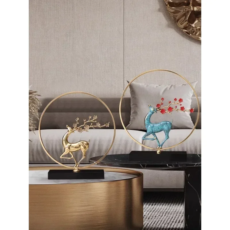 new Chinese pure copper sika deer ornament creative living room desktop decoration porch wine cabinet TV cabinet light