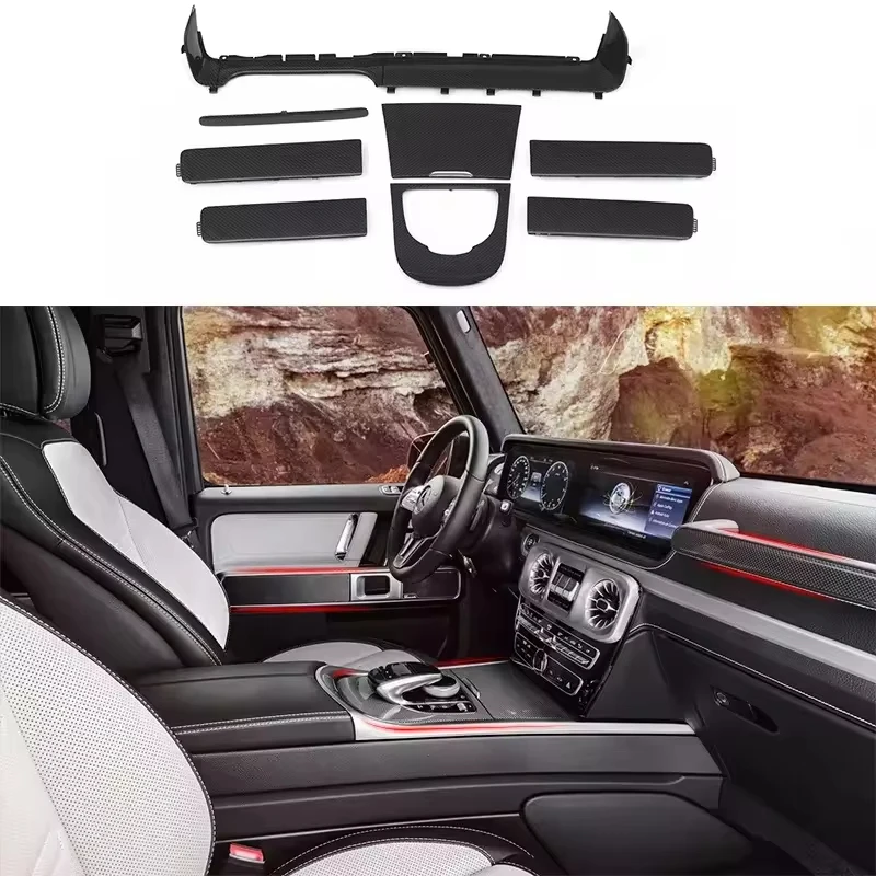 Wholesale 8pcs in one set dry carbon fiber car interior decoration kit trim cover plate for Mercedes Benz G class W464