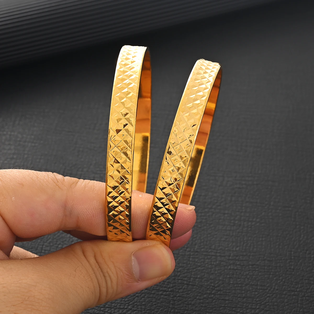 65MM Gold Color Dubai Bangle Women Middle East Ethiopian Bracelets Wedding Jewelry African Wedding Party Gifts