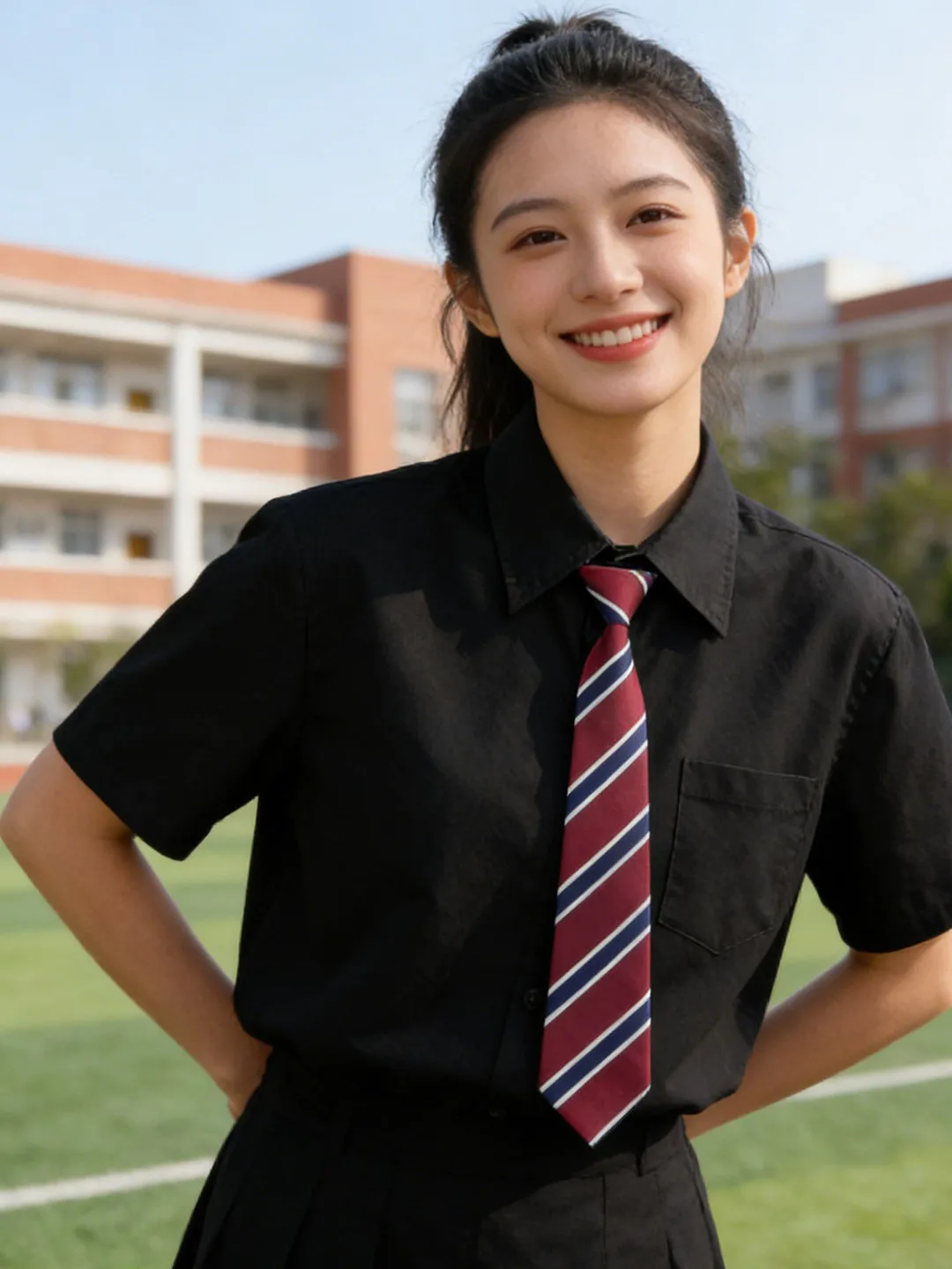 

Black Short Sleeve Uniform Shirt Basic Style Men's Anti-Wrinkle Iron-Free Japanese Style Loose Fit Summer Shirt for Women