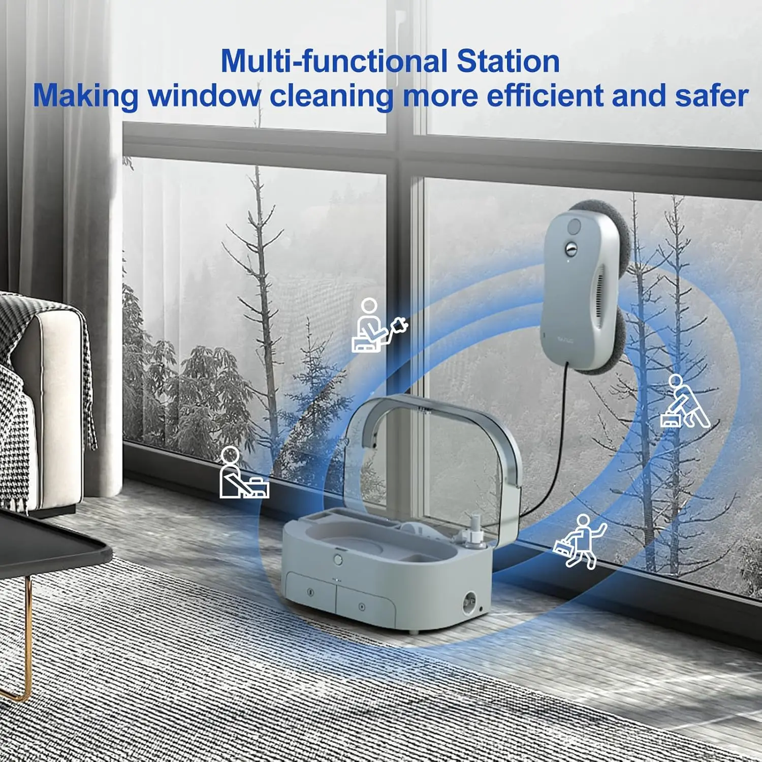 Ultra Thin Household Glass Electric Cleaning Dual Water Jet Vacuum Ultra Sonic Window Cleaning Robot