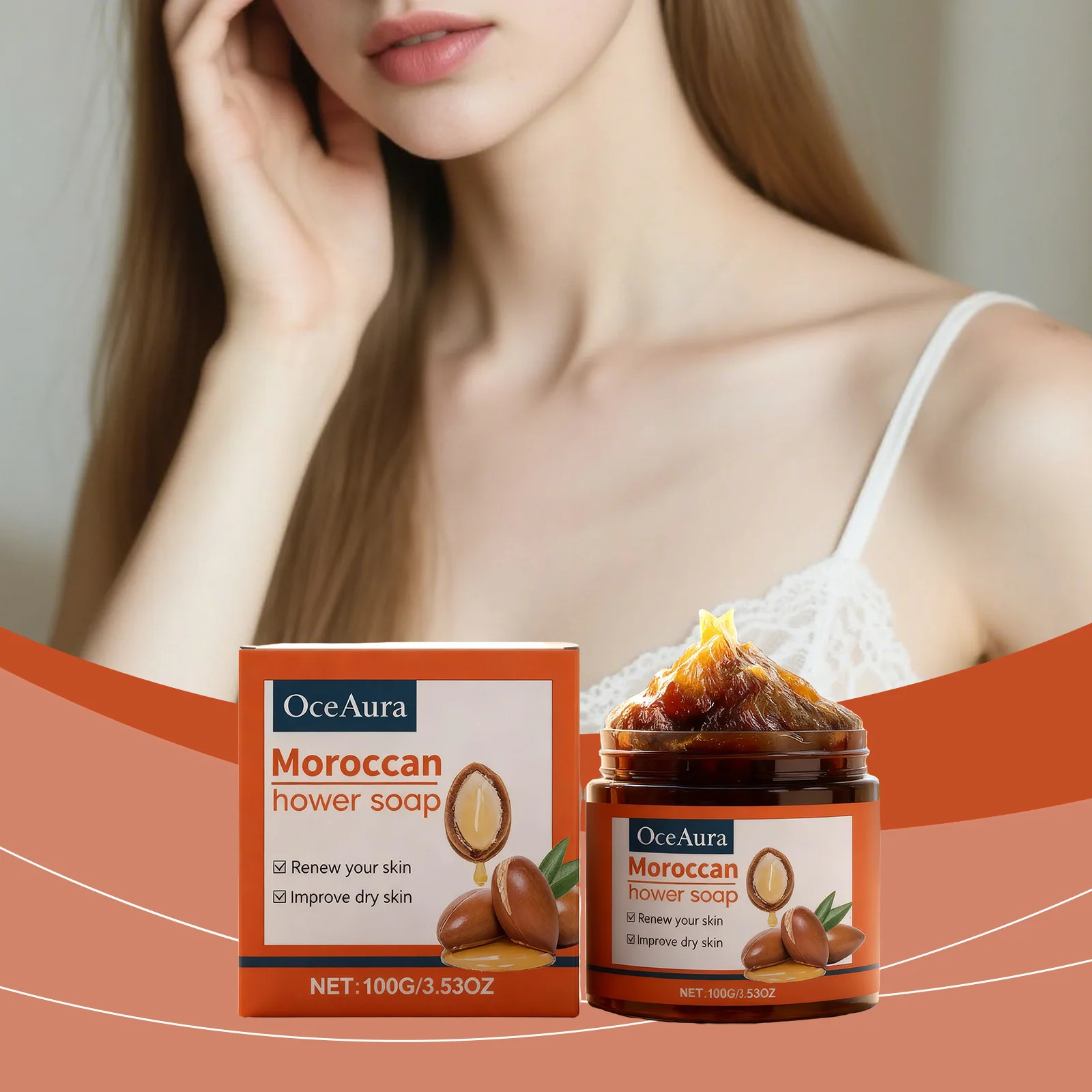 Jabón de baño marroquí de 100g con aceite de fruta de oliva limpia suavemente hidrata y hidrata la piel ideal para el cuidado diario del cuerpo