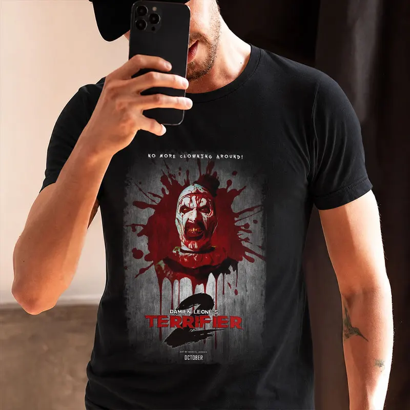 Retro Horror Movie Terrifier Art The Clown Killer Scary Halloween Gift T Shirt 0912 Short Sleeve Graphic clothes All size tops