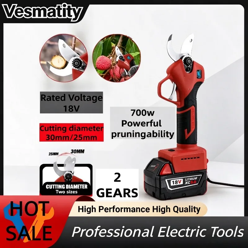 Cordless scissors gardening orchard tool Brushless electric pruning shears LED display For Milwaukee Battery