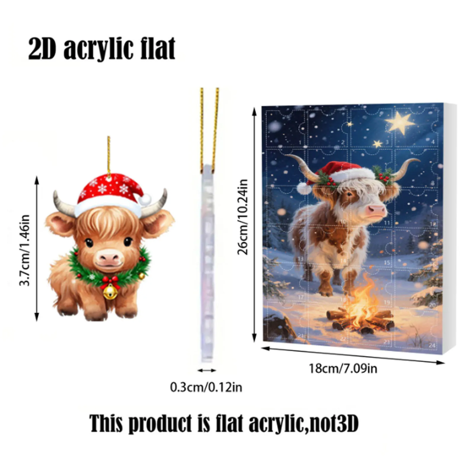 Hour Glasses with Sand 60 Minutes Big Christmas 24 Day Calendar Yak Christmas Tree Ornaments Acrylic Flat Hot Potato with Timer