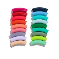 20pcs/lot Acrylic Thin Bamboo Tube Beads Solid Color Resin Bent Pipe Loose Bead for DIY Bracelet Necklace Jewelry Accessories