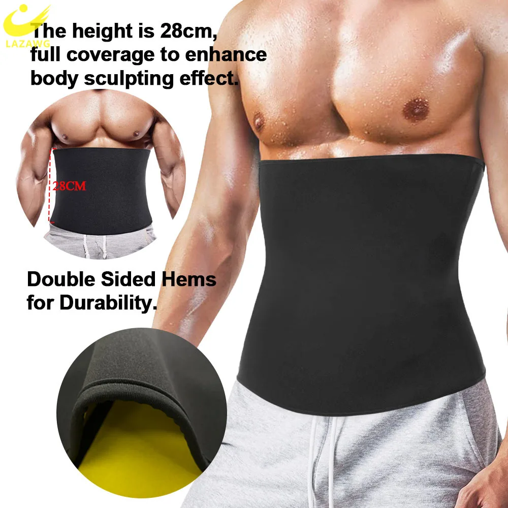 LAZAWG Waist Trainer for Men Sauna Girdles Weight Loss Tummy Belt Belly Cincher Neoprene Body Shaper Corset Fat Burner Slimming