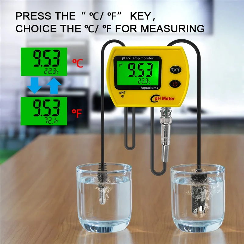 مقياس PH جيد مع إضاءة خلفية على الإنترنت PH-991 حوض السمك جهاز اختبار درجة الحموضة مراقب درجة الحرارة أداة مقياس الحموضة المتينة للسباحة في الخزان