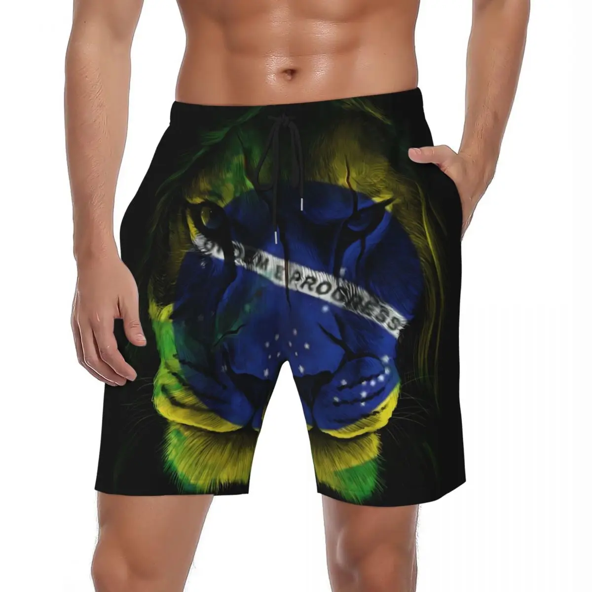 Swimwear New Brazil Flag Gym Shorts Summer 3d Lion Animal Casual Board Short Pants Men Design Running Comfortable Swim Trunks