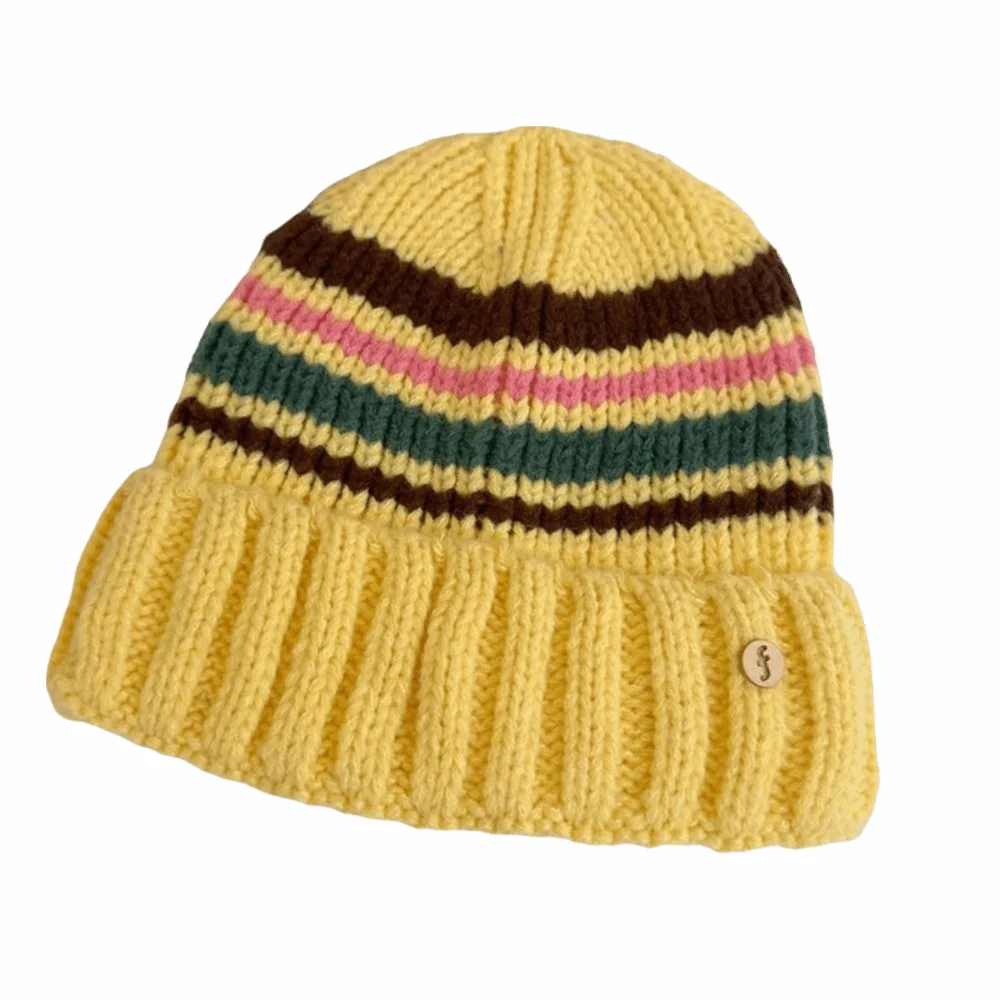 

Fashion Vintage Striped Knitted Hat Breathable Trendy Casual Wool Hat Coldproof Korean Style Winter Pullover Hat Outdoor